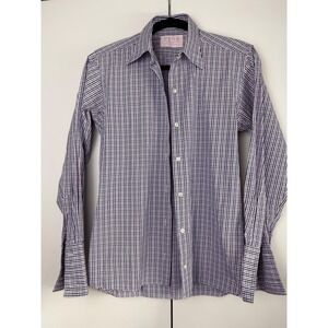 PINK Thomas Pink London Gingham Check Dress Shirt Womens US 10 Purple White Pink